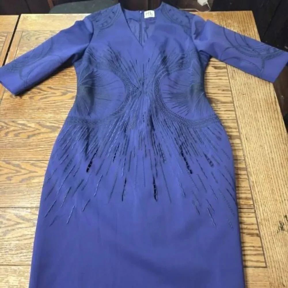 PH5 blue heavy embroidered blue dress sz 14